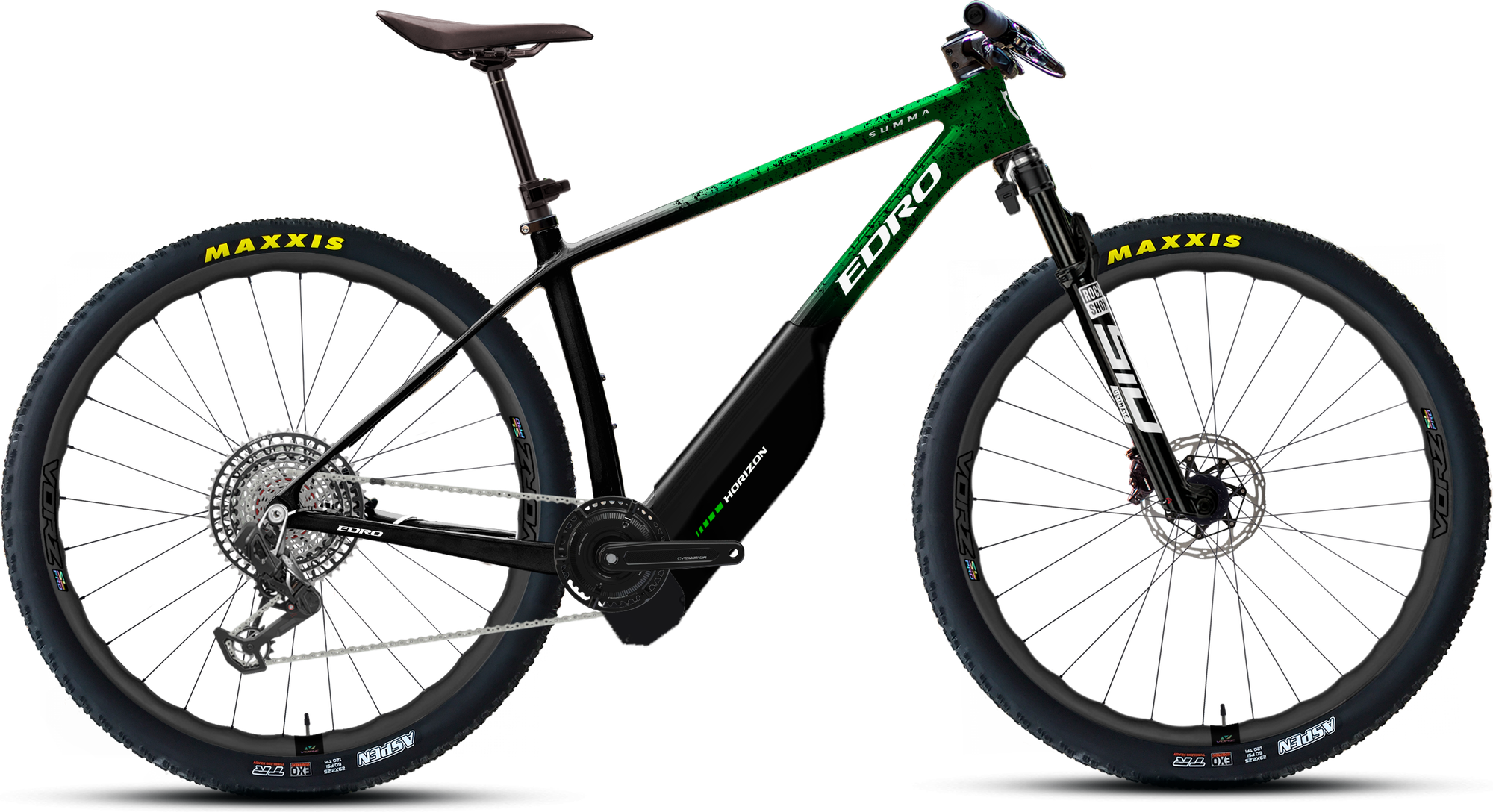 EDRO SUMMA PRO HORIZON 2027, vista lateral, com o motor, o quadro e o EDRO Power Pack marcados
